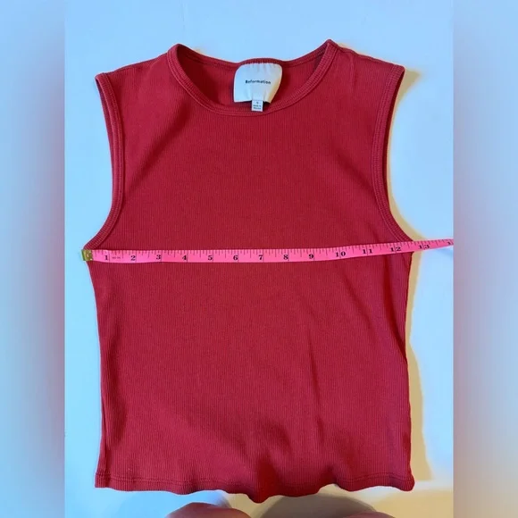 Reformation Red Ribbed Knit Top | small - Picture 4 of 5